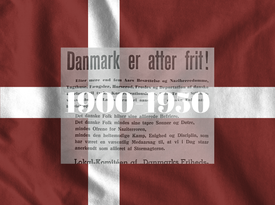 Epoke 1900-1950 med Dannebrog