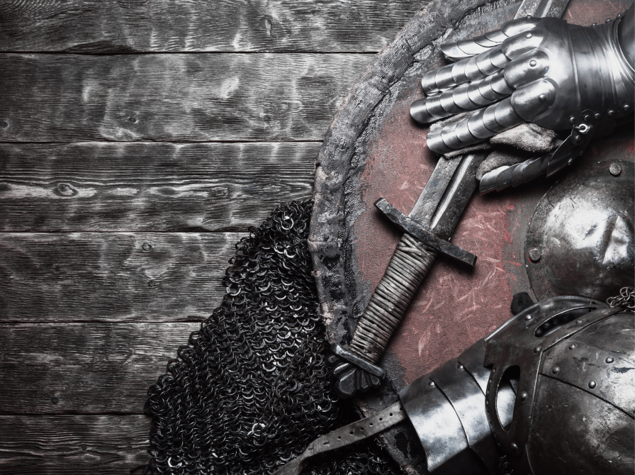 Ridderskjold, svær og brynje